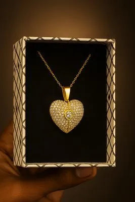 Personalized Open Heart Gold Necklace | Custom Name Engraved Pendant for Couples | Elegant Gift for Her