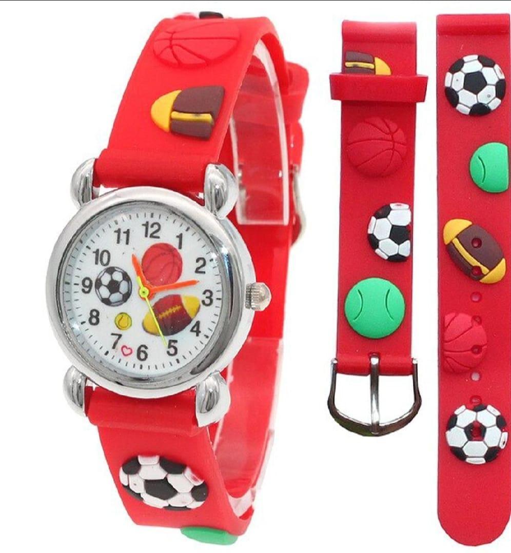 Cute Cartoon Sports Watch for Kids – Football Design, Soft Silicone Strap
