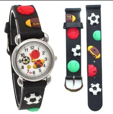 Cute Cartoon Sports Watch for Kids – Football Design, Soft Silicone Strap