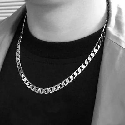 Cuban Stainless Steel Chain Necklace for Boys – Stylish Silver Link Chain for Men & Teens