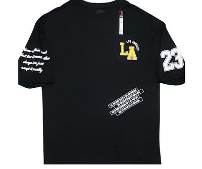 Men’s Black Cotton Jersey Printed T-Shirt | LA 23 Streetwear Style | Comfortable Casual Graphic Tee